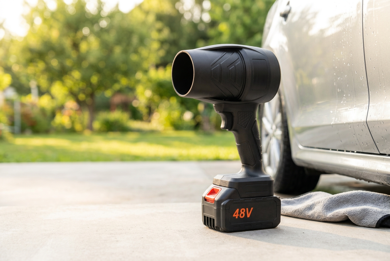 Вітродувка Supreto 48V на терасі біля авто